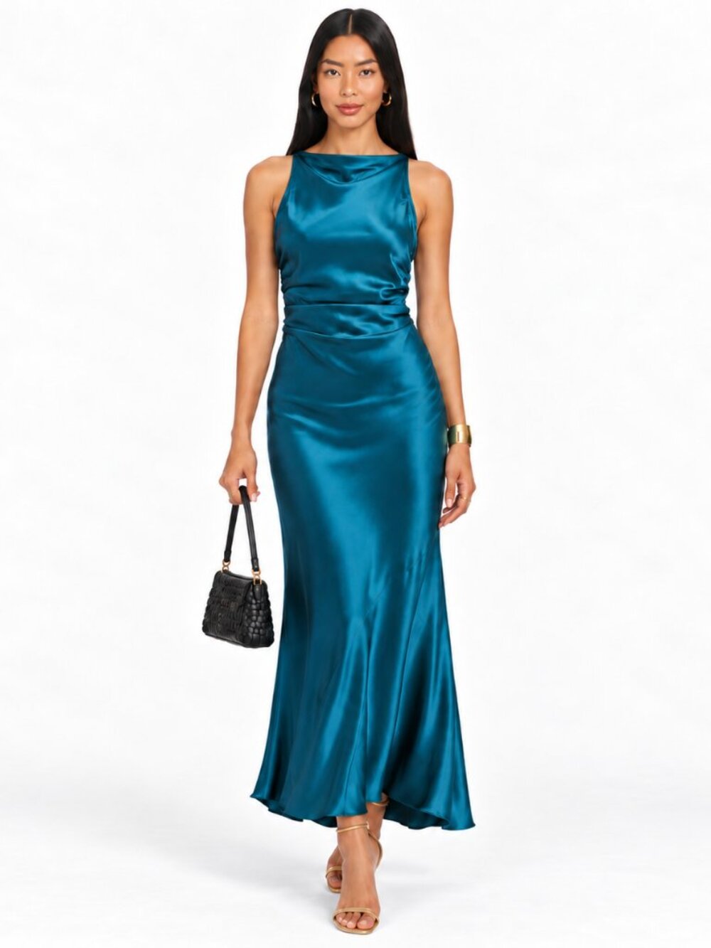 House of Harlow Peacock Blue Satin Dress
